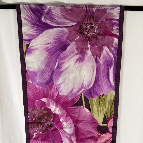 Adrienne Landau Studio Floral Scarf Bold Pink Purple Flowers 54"x11" Floral - Picture 5 of 9